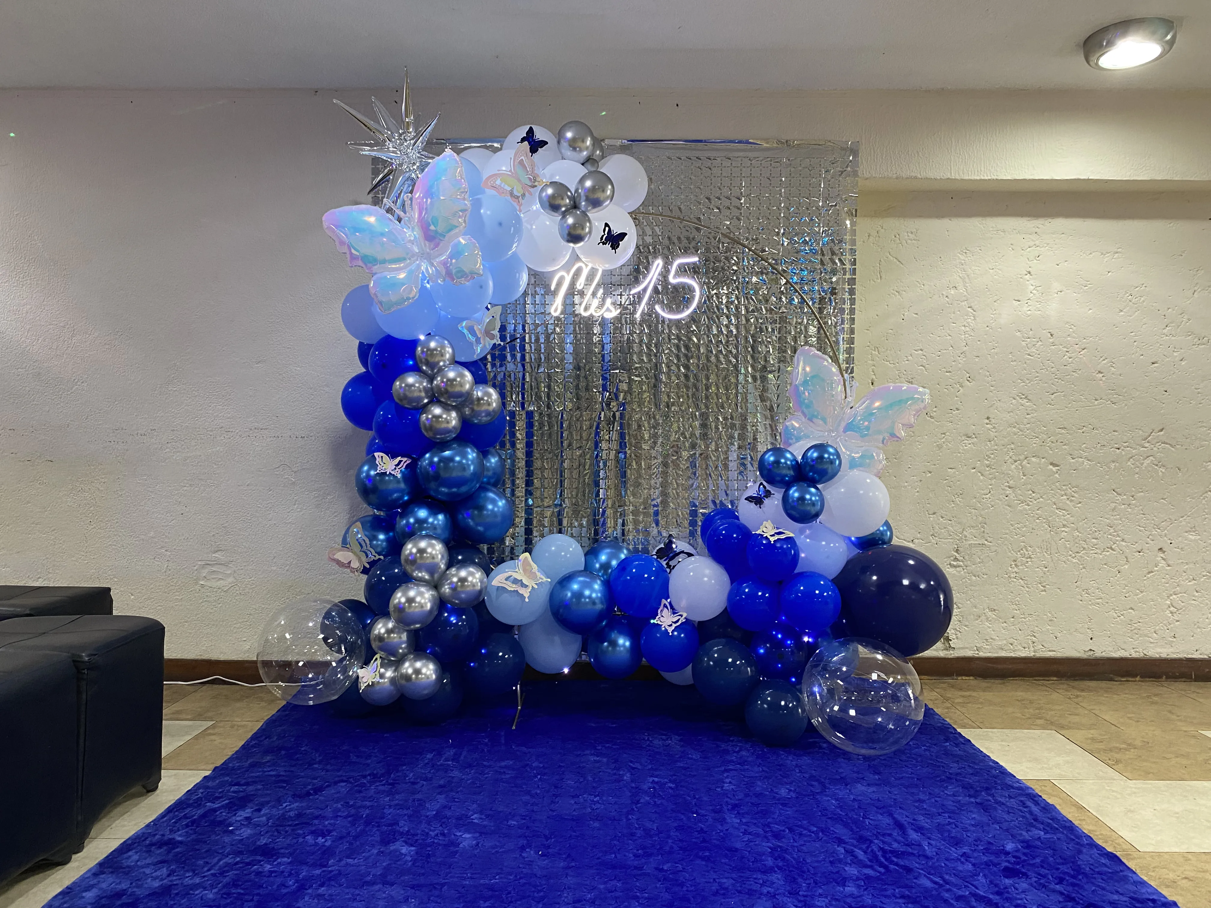 Stand decorado 15 años color azul